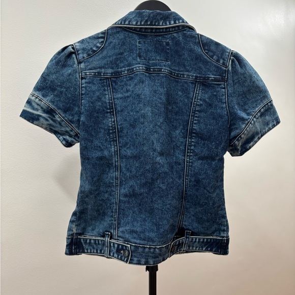 427. Guess Denim Short-Sleeve Blazer Jacket - Dark Blue Wash - Picture 2 of 3